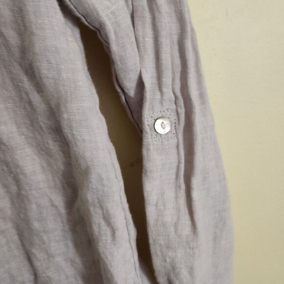 Tahari 100% Linen Beige Neutral Lagonlook Minimalist Tunic Blouse Size M - Picture 5 of 6